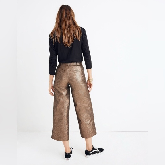 NWT MADEWELL Emmett Wide-Leg Crop Pants Metallic 27 - Picture 4 of 14